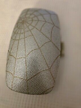 Silver Sparkle SPIDER WEBBED  HARD SHELL EVENING BAG